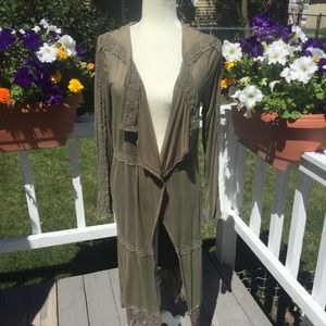 Gimmick long Jacket with lace trim. Size S